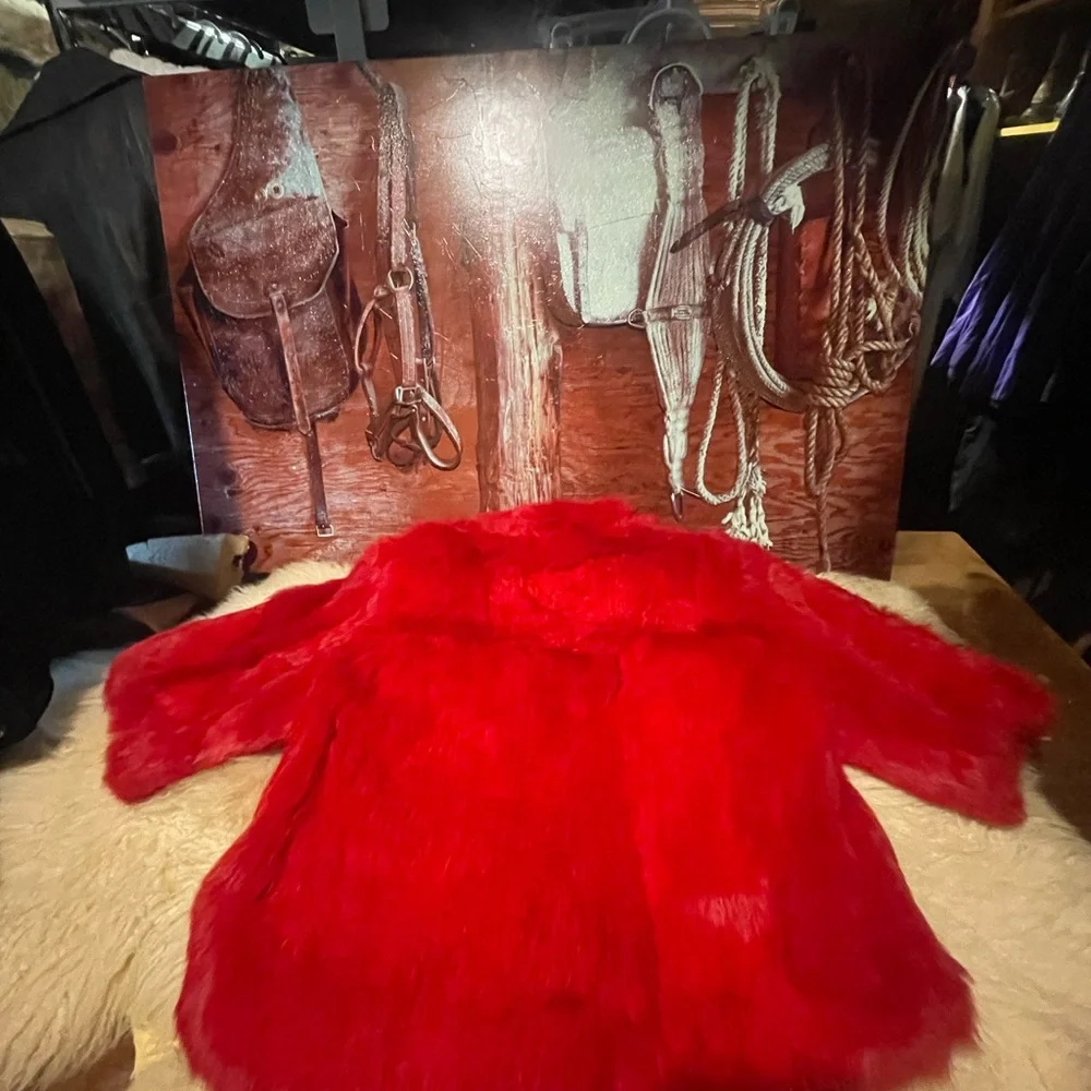 Red Rabbit Fur Jacket - Picture 8 of 10